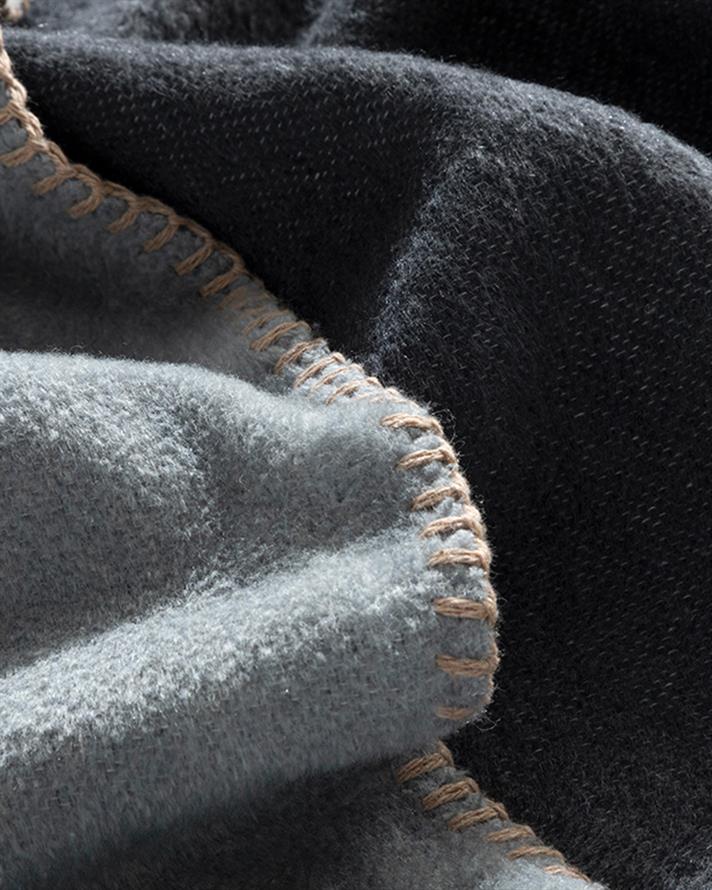 Pătură, pentru două persoane, Plain, bumbac, 200x220 cm, gri-antracit