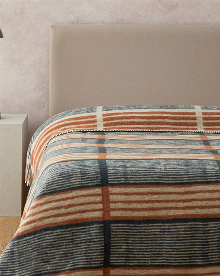 Pătură, pentru două persoane, Raya, bumbac, 200x220 cm, roșu-verde