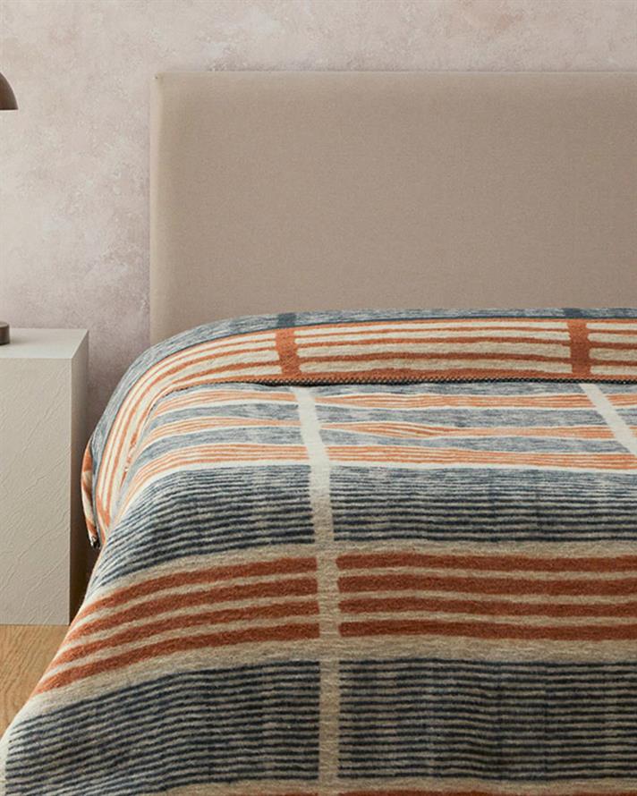 Pătură, pentru două persoane, Raya, bumbac, 200x220 cm, roșu-verde