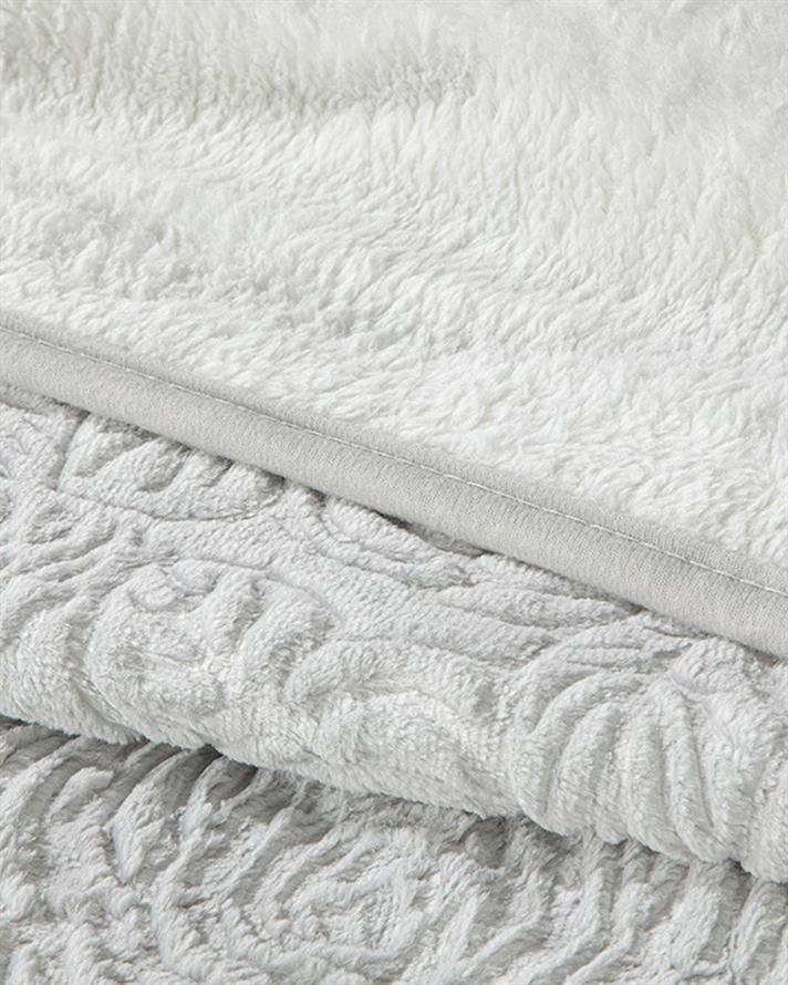 Pătură, pentru două persoane, Shabby Rose, poliester, 200x220 cm, gri