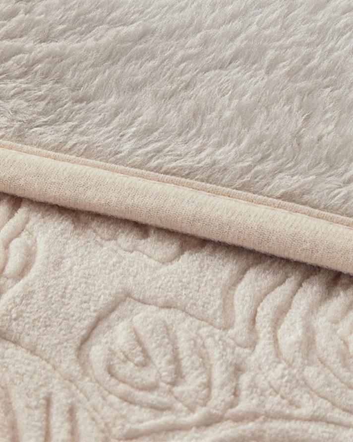 Pătură, pentru două persoane, Shabby Rose, poliester, 200x220 cm, crem