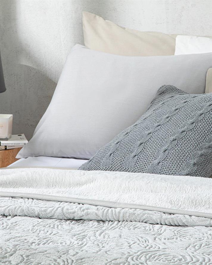 Pătură, pentru două persoane, Shabby Rose, poliester, 200x220 cm, gri