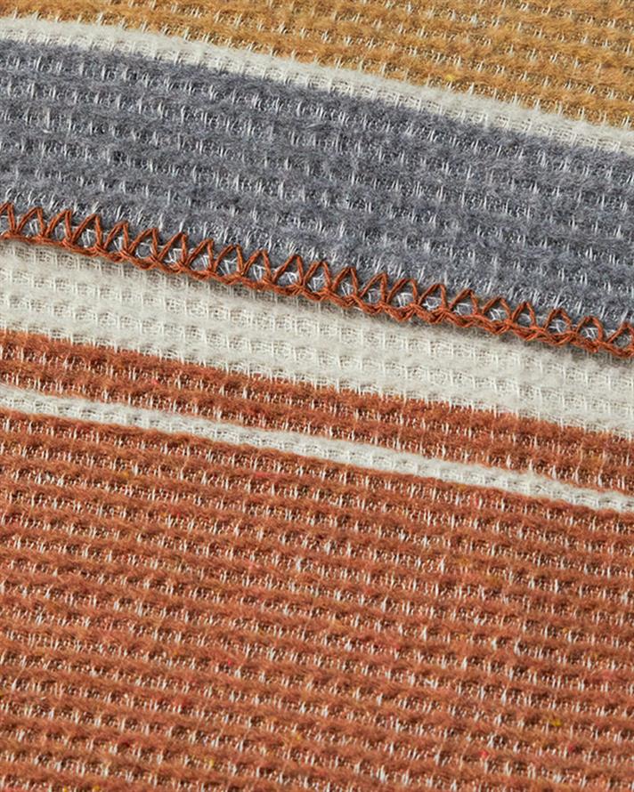 Pătură, pentru două persoane, Striped, bumbac-poliester, 180x220 cm, cărămiziu