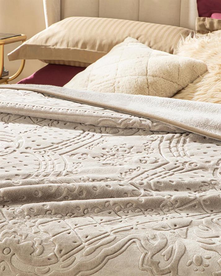 Pătură, pentru două persoane, Timeless, poliester, 200x220 cm, bej