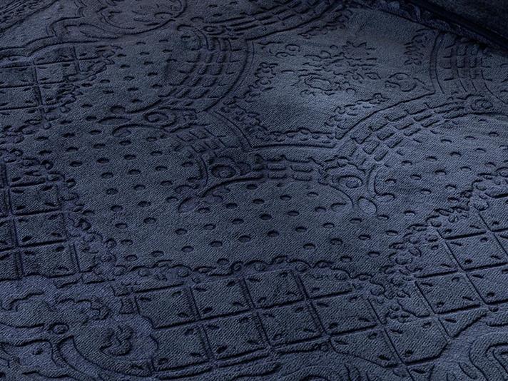 Pătură, pentru două persoane, Timeless, poliester, 200x220 cm, bleumarin