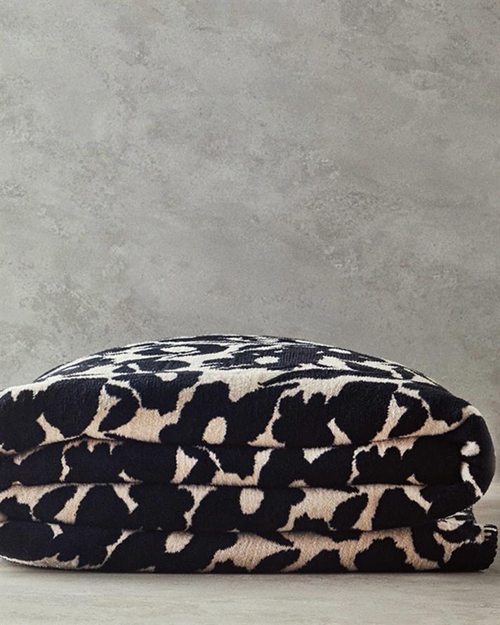 Pătură, pentru o persoană, Autumn Garden, bumbac, 150x200 cm, negru