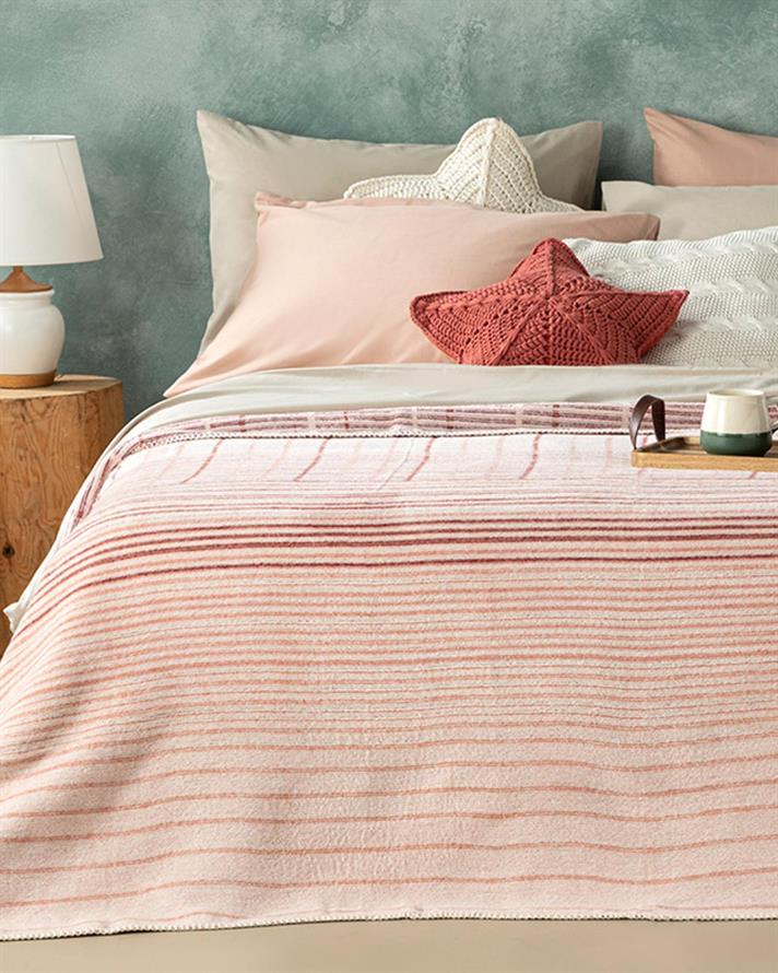 Pătură, pentru o persoană, Blurred Check, bumbac, 150x200 cm, roz închis