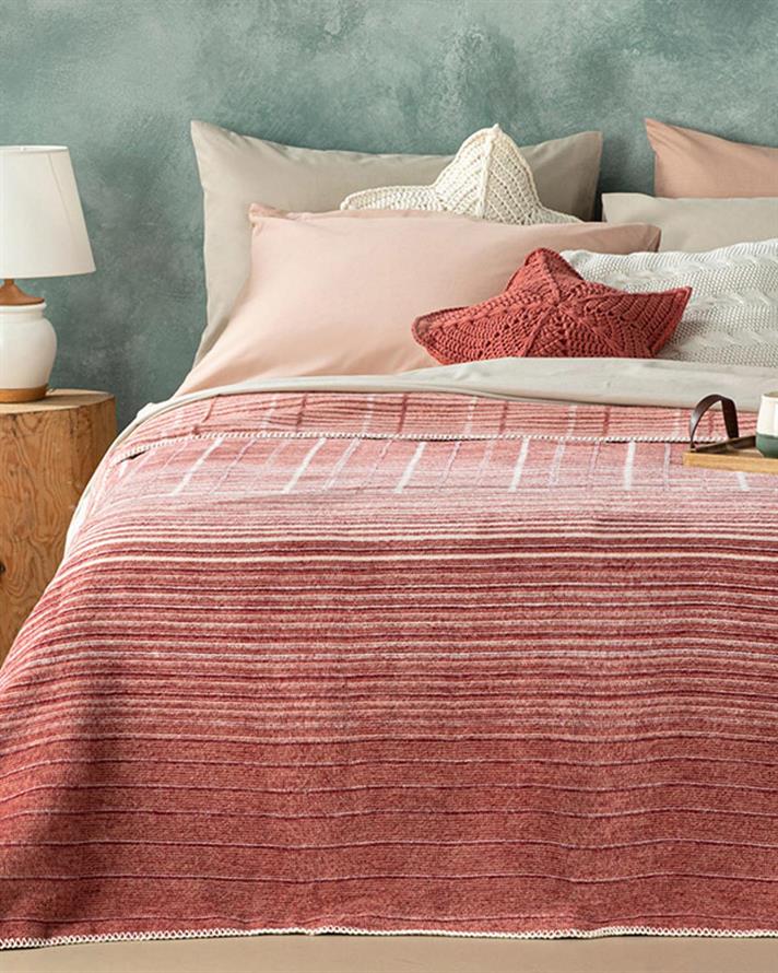 Pătură, pentru o persoană, Blurred Check, bumbac, 150x200 cm, roz închis