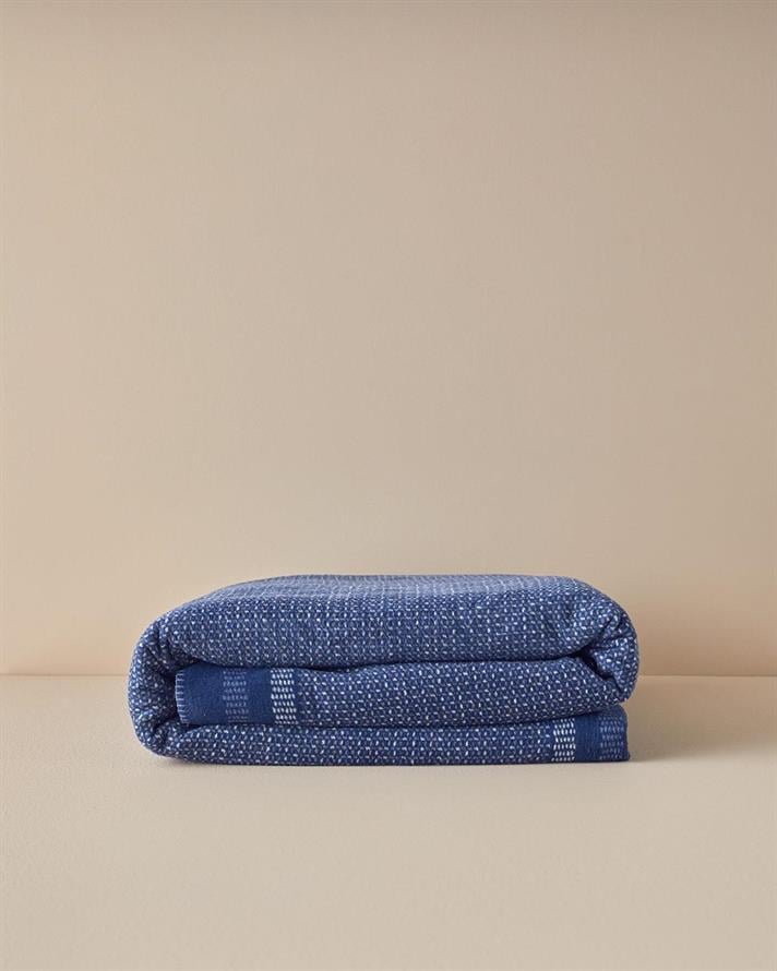 Pătură, pentru o persoană, Blurred Dots, bumbac, 150x200 cm, bleumarin