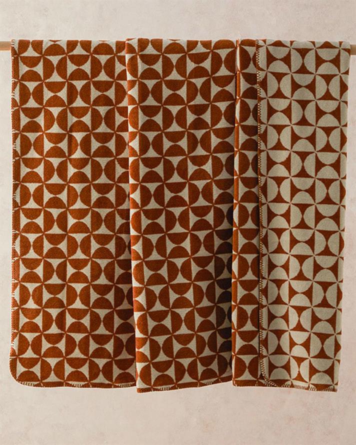 Pătură, pentru o persoană, Circle Art, bumbac, 150x200 cm, terracotta