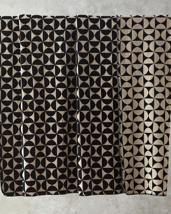 Pătură, pentru o persoană, Circle Art, bumbac, 150x200 cm, negru