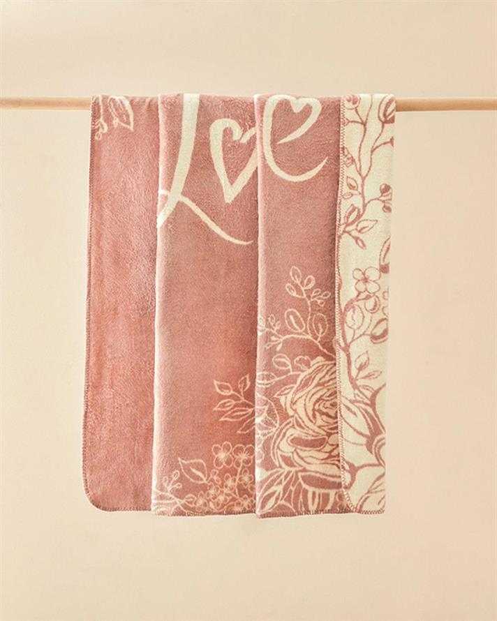 Pătură, pentru o persoană, Deep Love, acril, 130x170 cm, roz închis