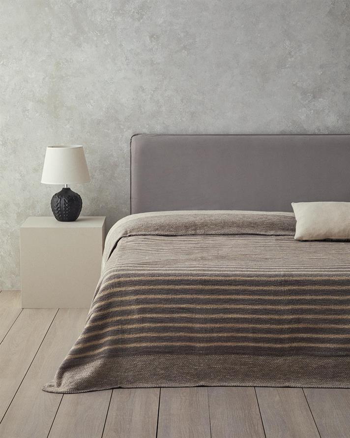 Pătură, pentru o persoană, Dotty Lines, bumbac, 150x200 cm, gri