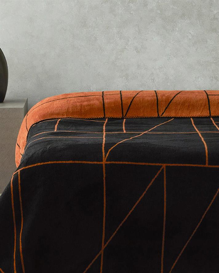 Pătură, pentru o persoană, Geolines, bumbac, 150x200 cm, terracotta