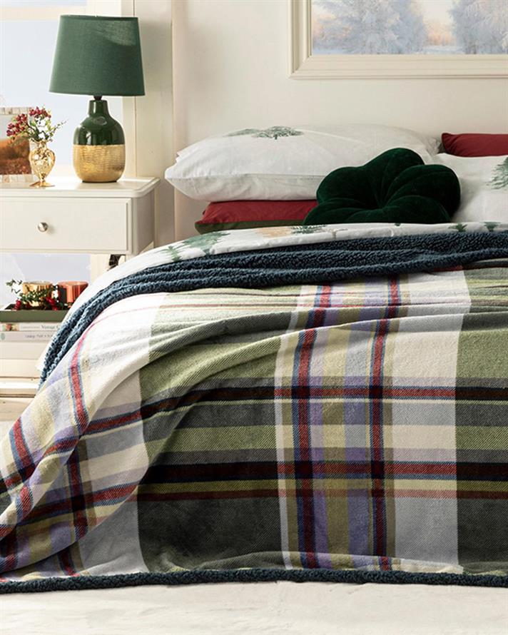 Pătură, pentru o persoană, Glen, poliester, 150x200 cm, bleu -verde