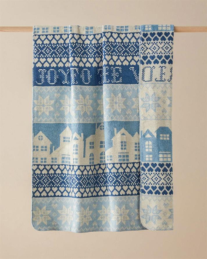 Pătură, pentru o persoană, Joyful World, acril, 130x170 cm, bleu