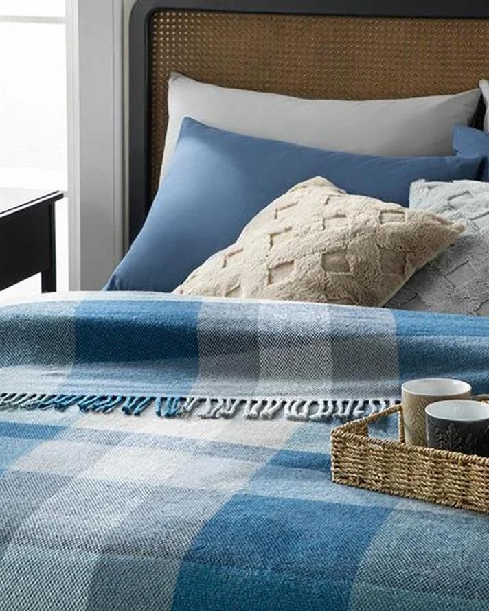 Pătură, pentru o persoană, Madras Check, bumbac, 150x200 cm, bleumarin- bleu