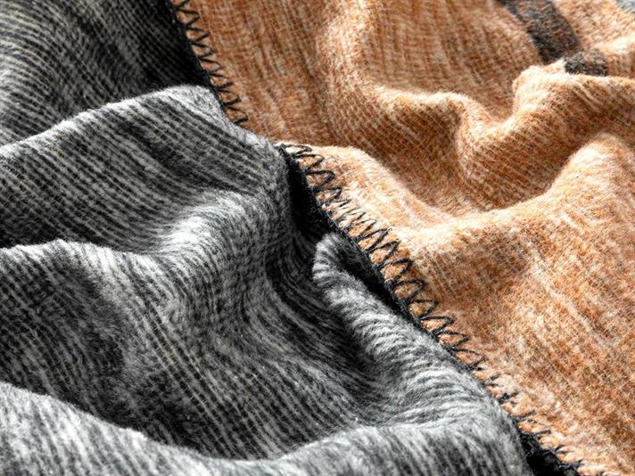 Pătură, pentru o persoană, Melange Frame, bumbac, 150x200 cm, antracit - bej