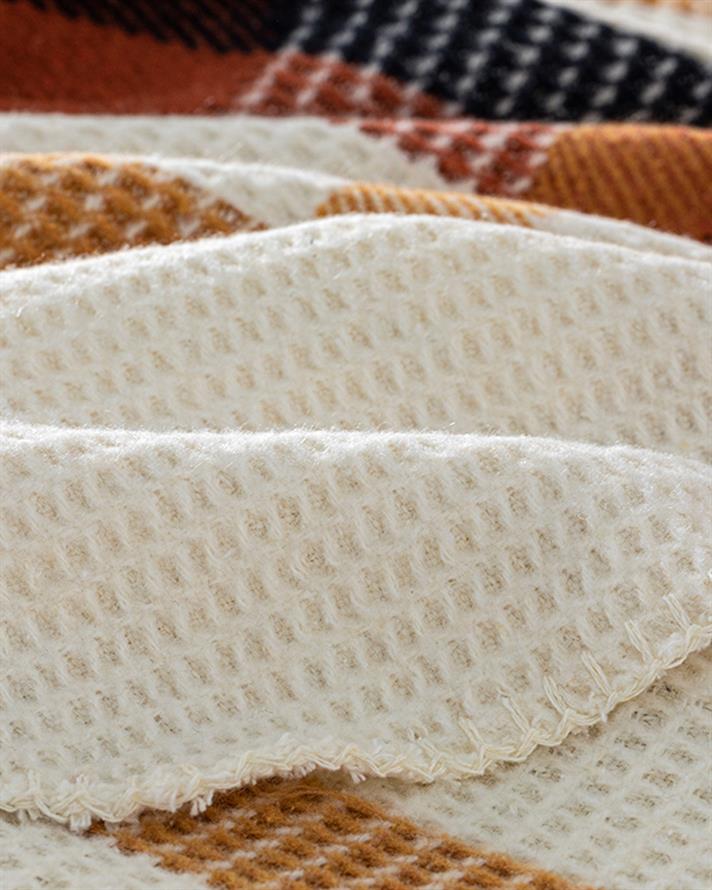 Pătură, pentru o persoană, Modern Frame, bumbac-poliester, 150x200 cm, galben-muștar-terracota