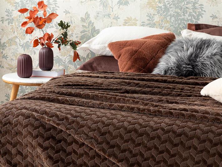 Pătură, pentru o persoană, Softy Braid, poliester, 150x200 cm, maro