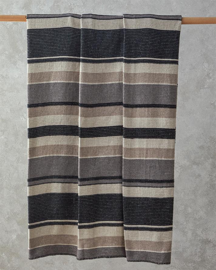 Pătură, pentru o persoană, Striped, bumbac-poliester, 150x200 cm, antracit