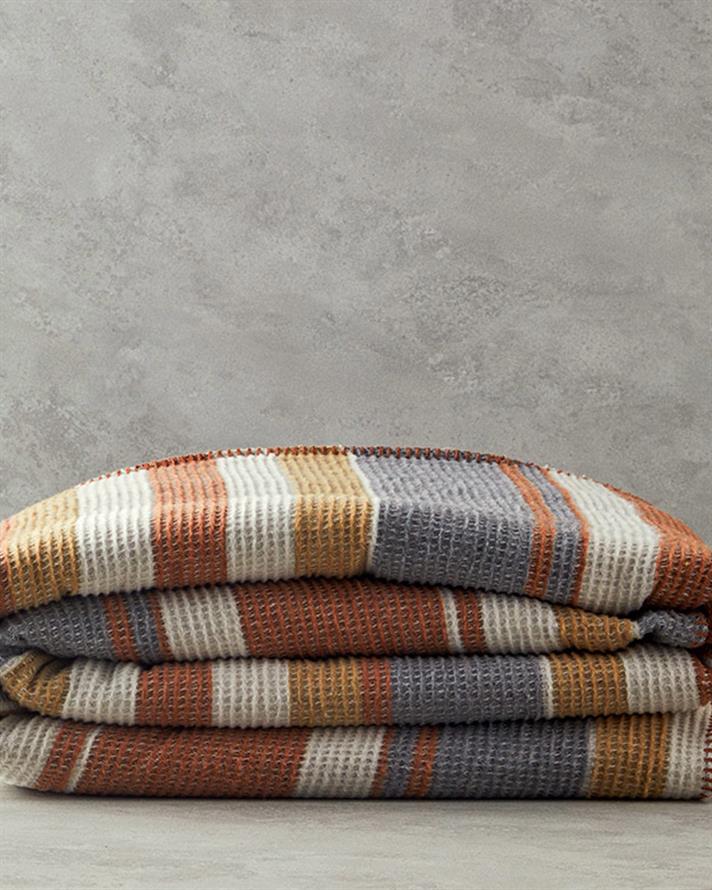 Pătură, pentru o persoană, Striped, bumbac-poliester, 150x200 cm, cărămiziu