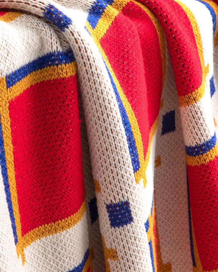 Pătură, pentru o persoană, Tesselation, acril, 130x170 cm, roșu