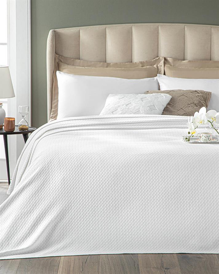 Pătură subțire, pentru două persoane, Bubble, bumbac, 200x230 cm, alb