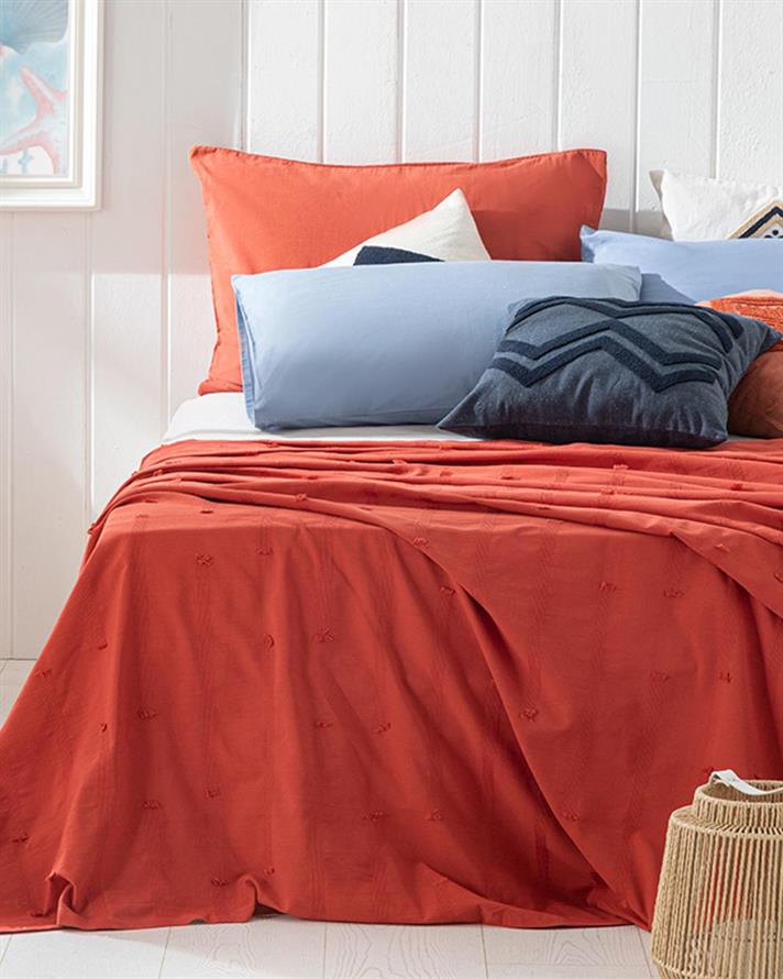 Pătură subțire, pentru două persoane, Edge, bumbac, 200x220 cm, terracotta