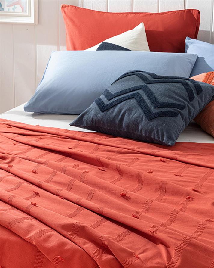 Pătură subțire, pentru două persoane, Edge, bumbac, 200x220 cm, terracotta