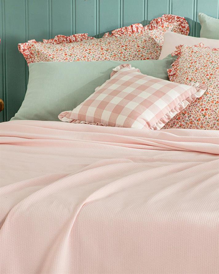 Pătură subțire, pentru două persoane, Elegancy, bumbac-viscoză-poliester, 200x220 cm, roz