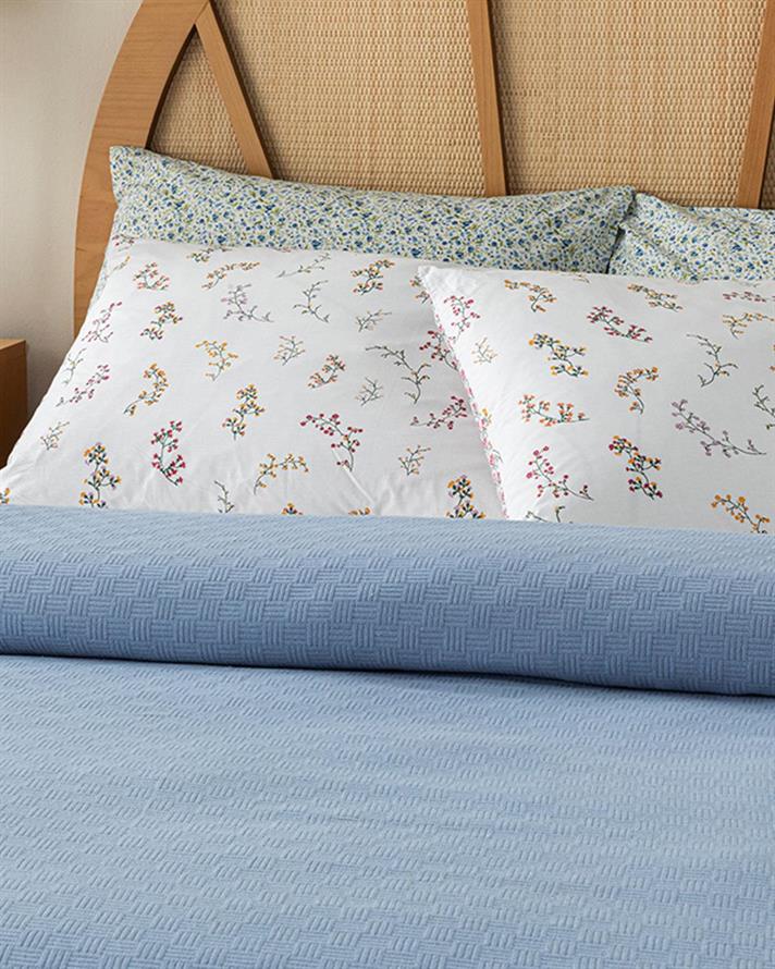 Pătură subțire, pentru două persoane, Plain, bumbac, 220x240 cm, bleu