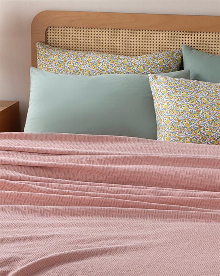 Pătură subțire, pentru două persoane, Plain, bumbac, 220x240 cm, roz