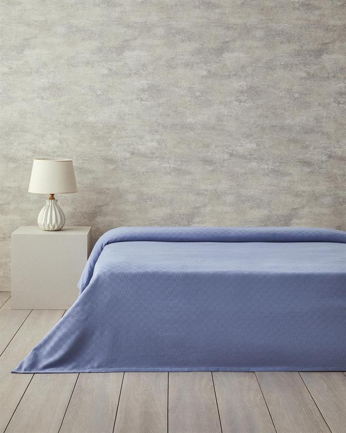 Pătură subțire, pentru două persoane, Plain, bumbac, 200x220 cm, bleu