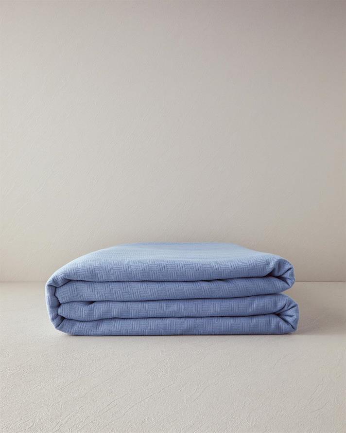 Pătură subțire, pentru două persoane, Plain, bumbac, 200x220 cm, bleu