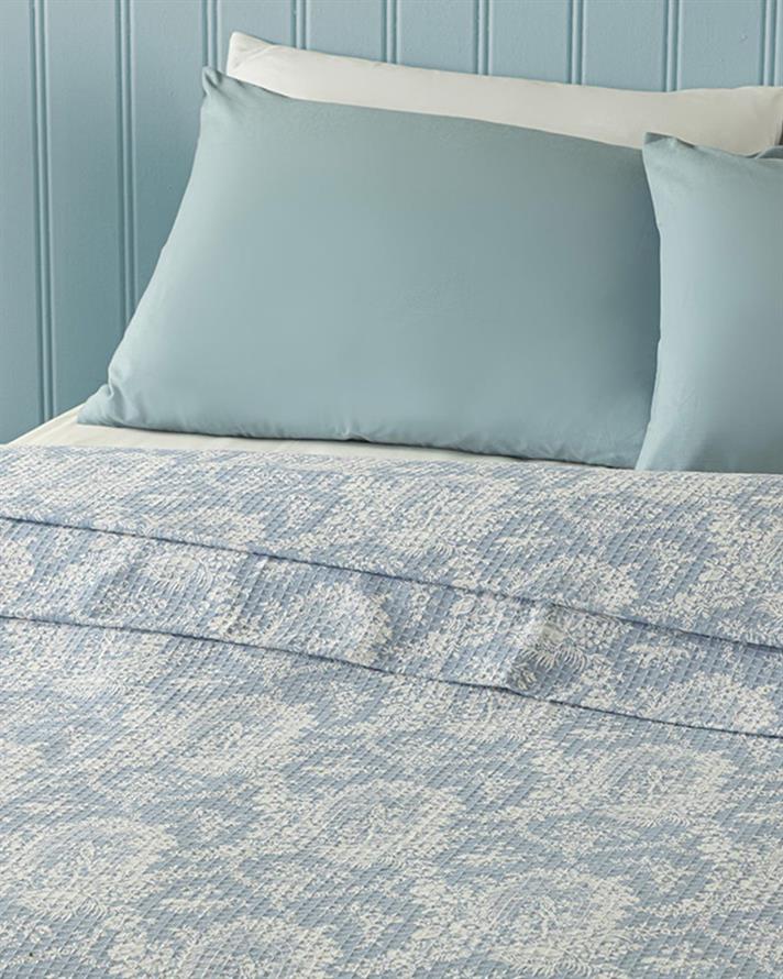 Pătură subțire, pentru două persoane, Serenity Garden, bumbac, 200x220 cm, albastru deschis