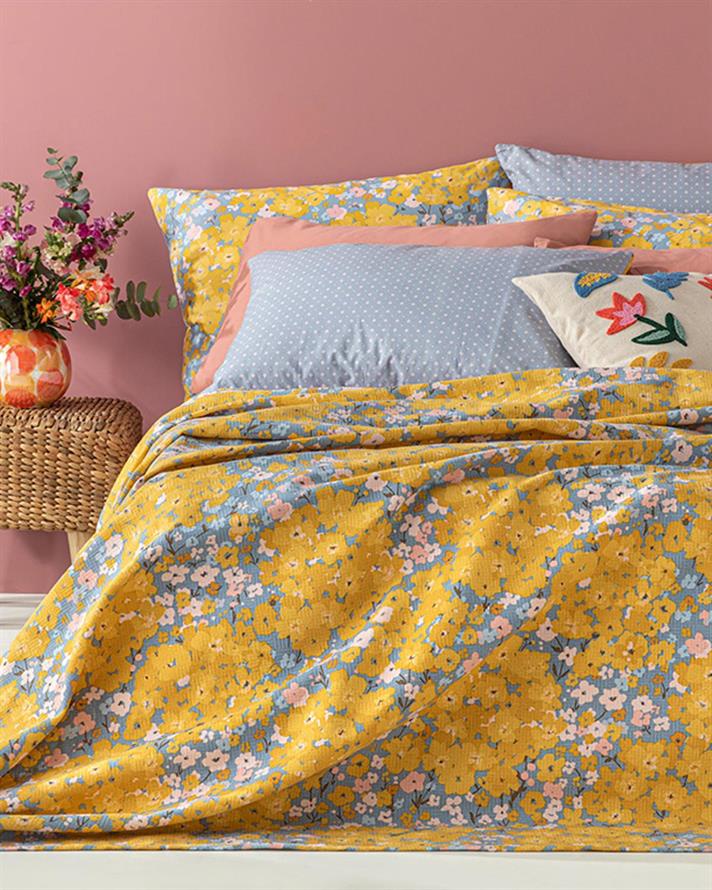 Buttercup Printed For One Person Summer Blanket 150x220 cm Yellow