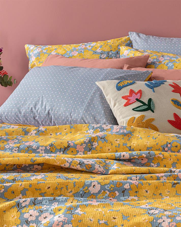 Buttercup Printed For One Person Summer Blanket 150x220 cm Yellow