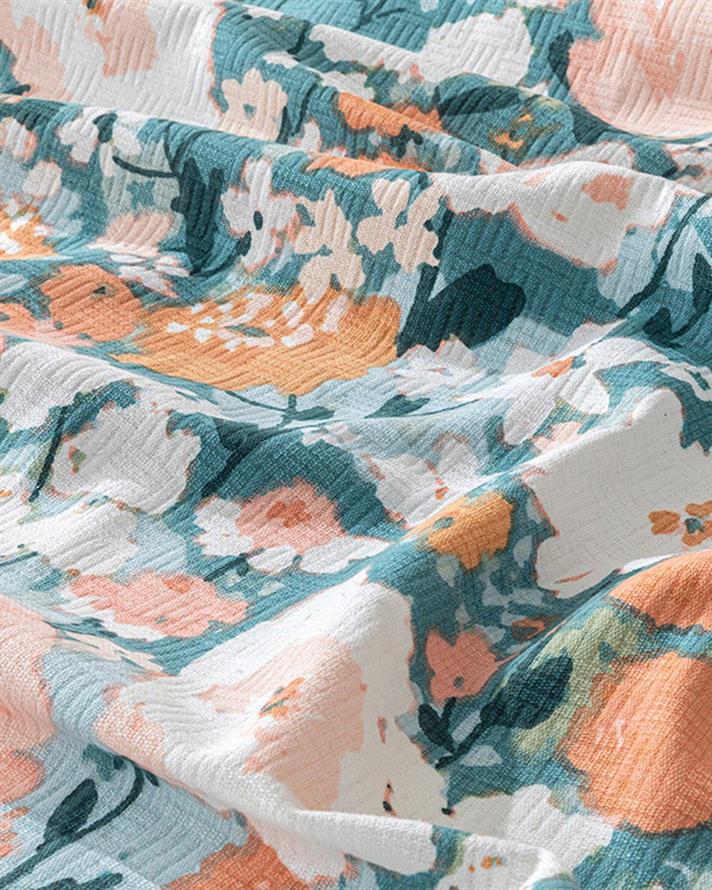 Camellia Printed For One Person Summer Blanket 150x220 cm Peach