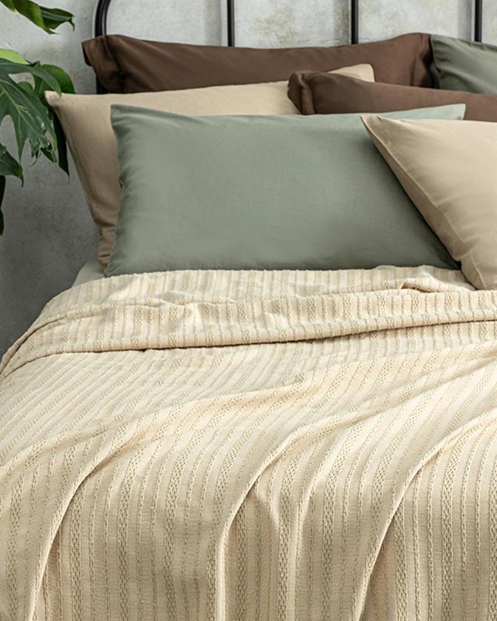 Chain Rope Jacquard For One Person Summer Blanket 150x220 cm Beige