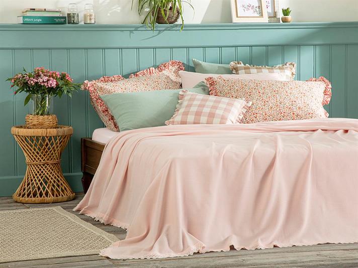 Elegancy Scalloped For One Person Summer Blanket 150x220 cm Pink