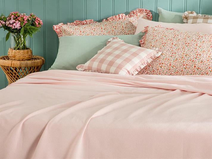 Elegancy Scalloped For One Person Summer Blanket 150x220 cm Pink