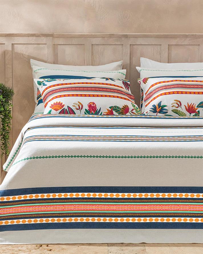 Exotic Stripes Printed For One Person Summer Blanket 150x220 cm Dark Blue