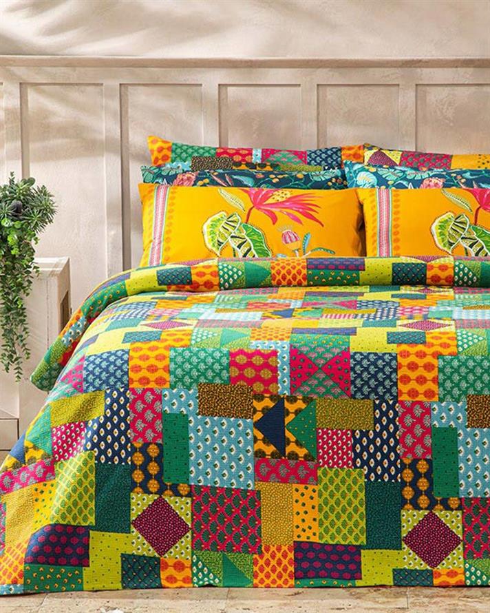 Exotic Patch Printed For One Person Summer Blanket 150x220 cm Koyu Yeşil