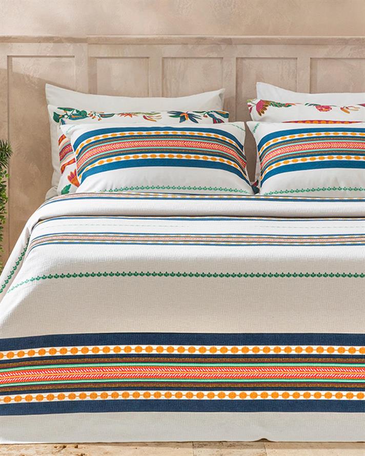 Exotic Stripes Printed For One Person Summer Blanket 150x220 cm Dark Blue