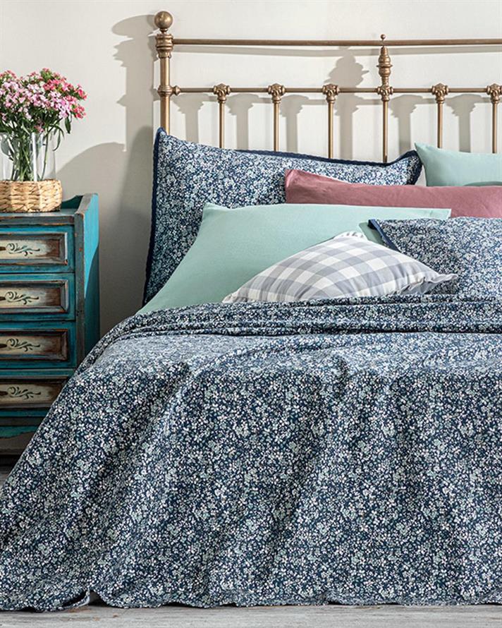 Fleur De Nuit Printed For One Person Summer Blanket 150x220 cm Dark Blue