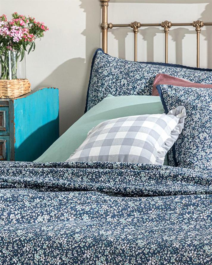 Fleur De Nuit Printed For One Person Summer Blanket 150x220 cm Dark Blue