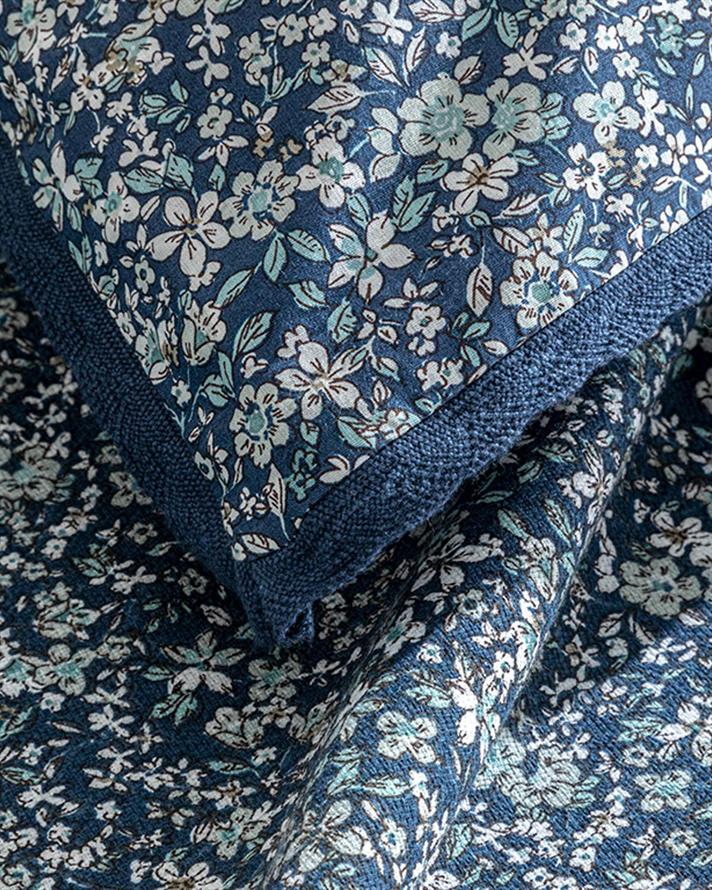 Fleur De Nuit Printed For One Person Summer Blanket 150x220 cm Dark Blue