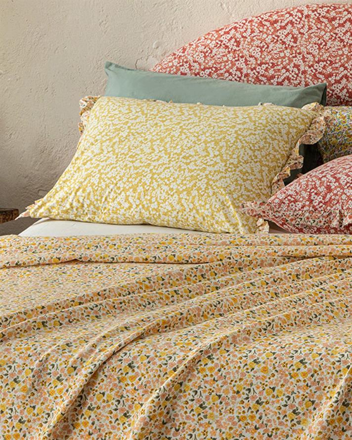 Floweret Printed For One Person Summer Blanket 150x220 cm Yellow