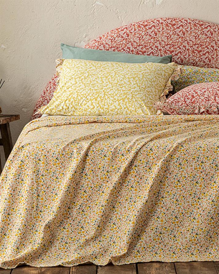 Floweret Printed For One Person Summer Blanket 150x220 cm Yellow